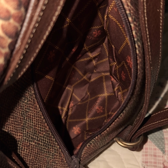 Antigua Leather Trim Backpack Brown Snakeskin Pattern - Picture 8 of 12